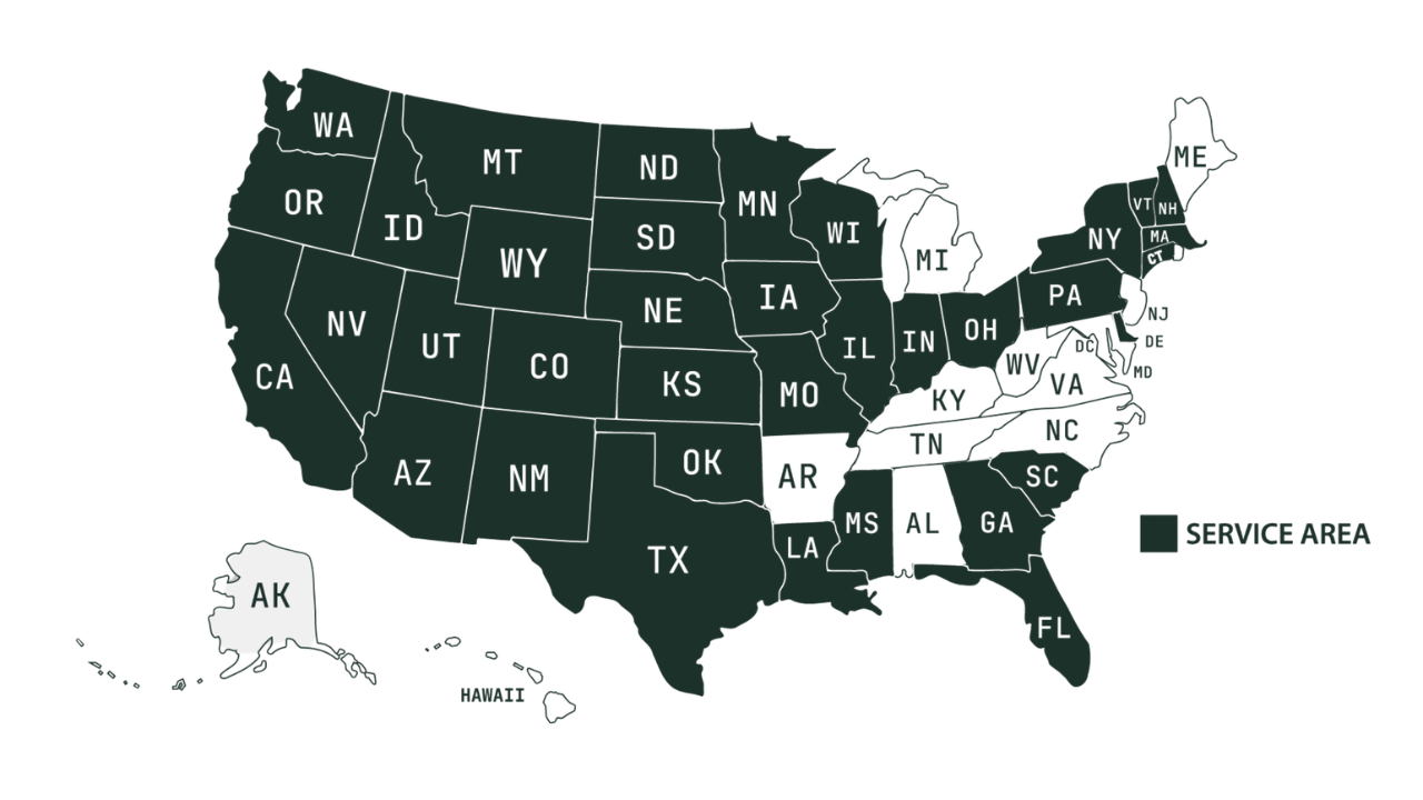 Arizona Service Area Map